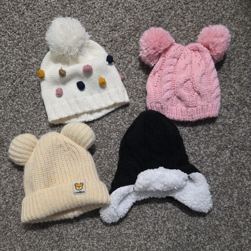 Set Of Baby Girl Beanies